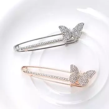 Простая инкрустированная бриллиантами бабочка-булавка на пояс, поясной артефакт, фиксированная одежда, брошь в виде насекомого, женская безопасная пряжка для защиты от путешествий, аксессуары