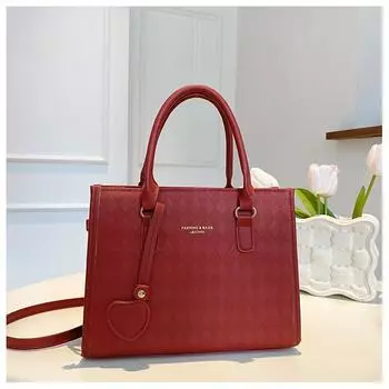 Простая иностранная сумка большой емкости с бриллиантами в стиле ранней осени в стиле ретро, повседневная, однотонная, через плечо, портативная, маленькая, квадратная красный