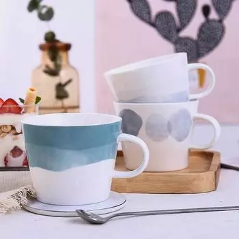 Простая керамическая чашка в скандинавском стиле с чернильным элементом, кружка, чашка для воды, чашка для молока, чашка для сока