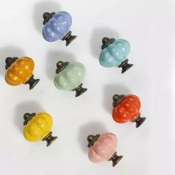 Простая керамическая ручка-тыква с одним отверстием, круглая ручка для шкафа в европейском стиле, винтажные ручки для ящиков, винный шкаф