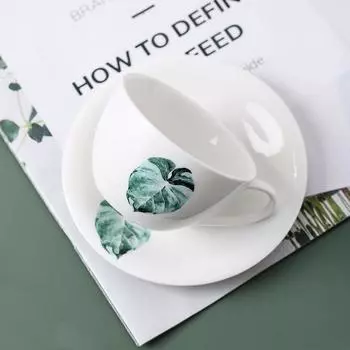 Простая кофейная чашка с цветком в скандинавском стиле и тарелка, набор из двух частей, керамическая чашка, чашка для воды, чашка для послеобеденного чая, молока