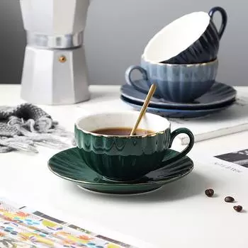 Простая кофейная чашка в скандинавском стиле с золотым краем, керамическая чашка для послеобеденного чая, кофейная чашка с цветком, чайная чашка