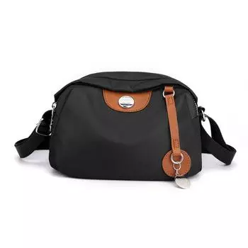 Простая контрастная цветная сумка через плечо большой емкости, повседневная и легкая сумка для мам среднего возраста 22X11X14CM чёрный