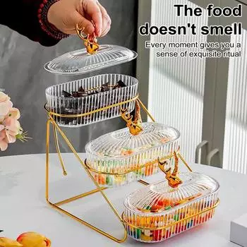 Простая коробка для хранения Бытовая стеклянная коробка для хранения сухофруктов Коробка для хранения конфет Коробки для хранения закусок Бытовая тарелка для фруктов