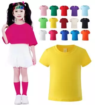 Простая короткая неоновая летняя хлопковая футболка [ZGKULAEAOW], рукав, детская, свободная, однотонная, цветная, разноцветная, одежда, для девочек, для мальчиков, детская одежда, многослойная, красный
