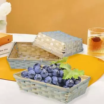 Простая корзина, плетеная вручную, квадратная, для дома, магазина, витрина, ящики для хранения, бамбук 26*16*7.5CM