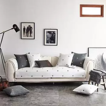 Простая кожаная подушка для дивана в скандинавском стиле, универсальный нескользящий чехол для дивана на четыре сезона, чехол из чистой хлопчатобумажной ткани, утолщенная спинка, полотенце 70*70