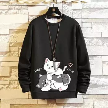 Простая, красивая и универсальная футболка с длинными рукавами, мужской свитер большого размера M белый