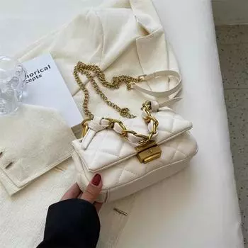 Простая красная клетчатая маленькая квадратная сумка высокого качества, женственная текстура, новая популярная сумка через плечо с цепочкой