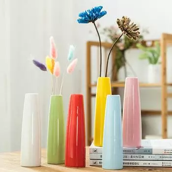 Простая красочная керамическая ваза, настольные украшения, гидропонная ваза, цветочная композиция, домашний декор, украшение сада синий