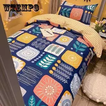 Простая кровать в скандинавском стиле, трехсекционное пододеяльник, простыня, наволочка, домашний комплект постельного белья, крутой стиль Single