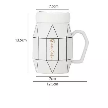 Простая кружка в скандинавском стиле, керамическая чашка для воды, зеркальная крышка, кружка, кофейная чашка, чашка для молока, большая вместительная чашка для питья