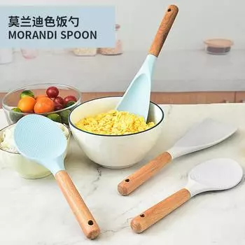 Простая кухонная утварь в японском стиле, силиконовая ложка для риса с антипригарным покрытием, ложка для риса в скандинавском стиле, лопаточка для риса, кухонная ложка для сервировки риса