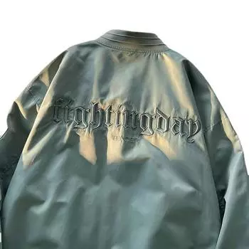 Простая куртка-бомбер, утолщенная вышитая куртка пилота M чёрный