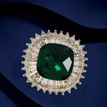 Простая магнитная брошь-кнопка премиум-класса Niche Полный циркониевый корсаж Фиксированный воротник-планка Аксессуары для пиджака Electroplating real gold изумрудный