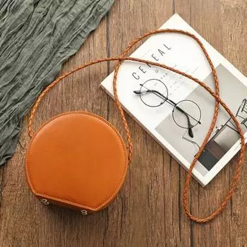 Простая маленькая круглая сумка Johnature из натуральной кожи, женские сумки из натуральной яловой кожи на плечо и через плечо чёрный