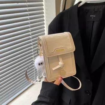 Простая маленькая квадратная сумка в иностранном стиле для женщин 2024 года, летняя новая тенденция, модная сумка через плечо, модная сумка для мобильного телефона для женщин чёрный