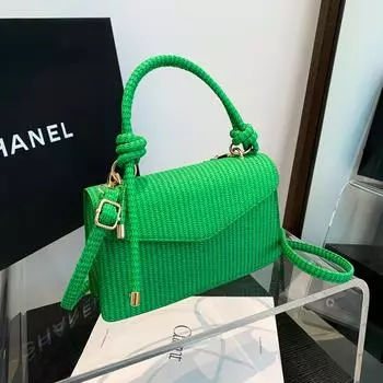 Простая маленькая квадратная сумка женская летняя 2024 новая модная однотонная сумка через плечо повседневная сумка ретро сумка-мессенджер белый