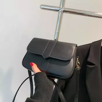 Простая маленькая сумка женская 2024 весна новая мода корейская версия женская сумка красивая сумка через плечо повседневная индивидуальная сумка-мессенджер чёрный
