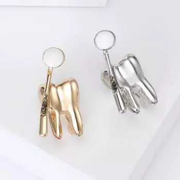 Простая медицинская брошь рубашка пальто платье украшение креативная одежда стоматологическое зеркало брошь золотой