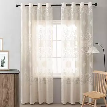 Простая медная монета, цветок, кружево, светлый оконный экран, роскошный полиэфирный волокнистый экран, подходящий для гостиной, спальни, столовой, кухни, занавески 130*214