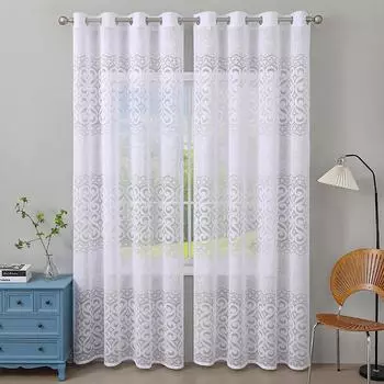 Простая медная монета, цветок, кружево, светлый оконный экран, роскошный полиэфирный волокнистый экран, подходящий для гостиной, спальни, столовой, кухни, занавески 130*214