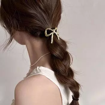 Простая милая резинка для волос, эластичная резинка для волос с бантом из сплава, держатель для хвоста, резинки для волос для женщин, аксессуары для волос серебряный