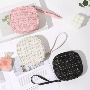 Простая мини-сумка для хранения косметики, женская портативная помада, ключ, монета, органайзер для линии передачи данных, сумка для девочек, гигиенические салфетки, сумка-тоут чёрный