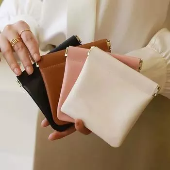 Простая мини-сумка для хранения макияжа из искусственной кожи, женская квадратная маленькая косметичка, портативный органайзер для ключей, сумки-органайзеры