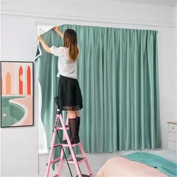 Простая мода, чистый цвет, самоклеящаяся липучка для спальни, 100% затемнение, без проколов, солнцезащитный козырек, изоляция от солнца, занавеска 0.8m wide * 1.2m high зелёный