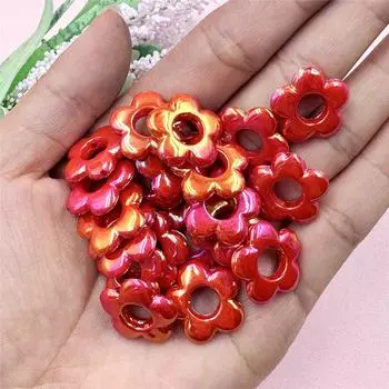 Простая мода для изготовления сережек, ожерелий, бусин, ювелирных изделий, аксессуаров, мода, иллюзорный цвет, материал ручной работы, полый пятиугольный цветок 19 мм, креативный разноцветный