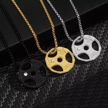 Простая мода, популярная фитнес-спортивная подвеска в виде гантели, мужская персональная штанга, спортивное панк-ожерелье чёрный