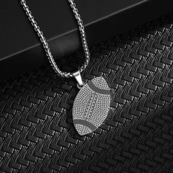 Простая мода спортивный стиль универсальный регби ожерелье хип-хоп панк стиль титановая сталь кулон подарок для влюбленных праздничный подарок чёрный