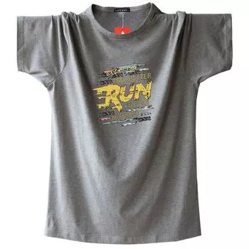 Простая мода в Европе и Америке Удобная футболка больших размеров с коротким рукавом Light gray L