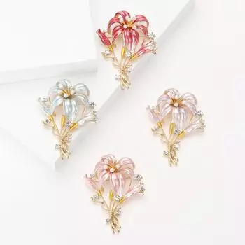 Простая модная брошь в виде букета лилий из эмали из сплава, элегантная, темпераментная, женская одежда, брошь-украшение, булавка
