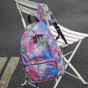 Простая модная и универсальная большая вместительная складная легкая нейлоновая сумка через плечо для мужчин и женщин с теми же рюкзаками Paragraph фиолетовый