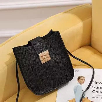 Простая, модная и универсальная мини-сумка для мобильного телефона, может быть маленькой квадратной сумкой через плечо, сумкой для мелочи с замком, женской сумкой, подарками чёрный