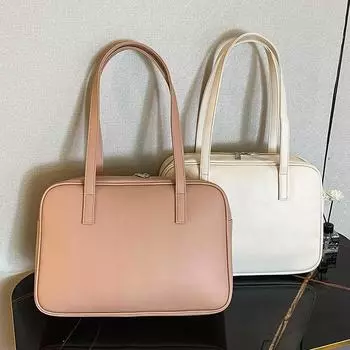 Простая модная и универсальная женская сумка через плечо большой емкости, женская большая сумка, сумка для компьютера, дизайн класса люкс, минималистский стиль розовый