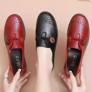 Простая модная обувь для женщин среднего и пожилого возраста на весну и осень. Удобные мокасины для мам. Нескользящая обувь с мягкой подошвой для бабушек. 35