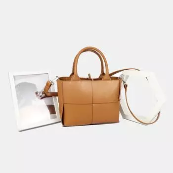 Простая модная повседневная сумка большой емкости из воловьей кожи, плетеная сумка-тоут, диагональная сумка Span чёрный