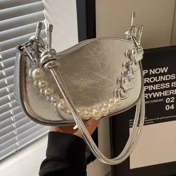 Простая модная сумка через плечо для женщин, маленькая квадратная сумка для поездок на работу, повседневная сумка через плечо высокого класса серебряный