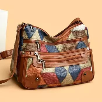 Простая модная сумка через плечо с плетением Большая вместительная сумка-тоут Мягкая кожаная повседневная легкая сумка Tide