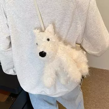 Простая модная сумка через плечо с плюшевой резинкой, женская, зимняя модная тенденция 2024 года, новая простая симпатичная сумка-мессенджер белый