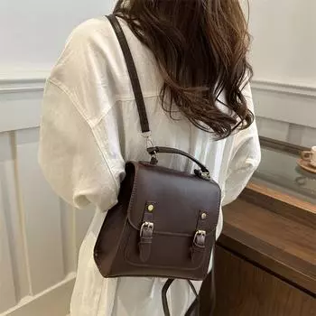 Простая модная сумка через плечо в иностранном стиле, простая сумка на два плеча, летняя новая мода 2024 года, корейская версия, рюкзак на плечо чёрный