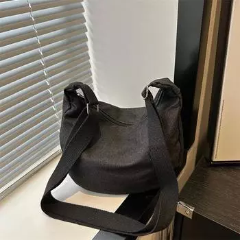 Простая модная сумка-мессенджер 2024 года, летняя большая вместительная повседневная модная сумка через плечо для студентов колледжей, классная сумка для поездок на работу и обратно для женщин чёрный