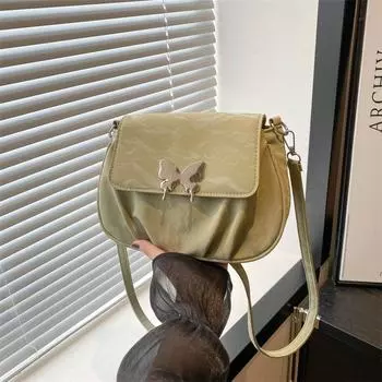 Простая модная сумка-мессенджер 2024 года, новинка лета, простая сумка-седло большой вместимости, простая модная сумка через плечо чёрный