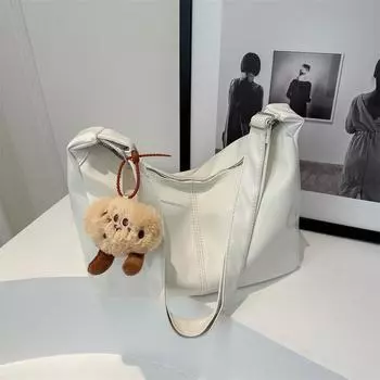 Простая модная сумка-тоут на одно плечо, сумка на подмышку, модная женская сумка, весна 2024, новая повседневная сумка-мессенджер в стиле ретро Without pendant чёрный