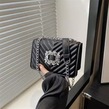 Простая модная сумка женская летняя 2024 года, новая повседневная трендовая сумка через плечо в стиле ретро, маленькая квадратная сумка для поездок на работу чёрный