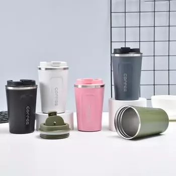 Простая модная термос-чашка из нержавеющей стали для мужчин и женщин, кофейная чашка для пар, двойная вакуумная автомобильная чашка 380ml