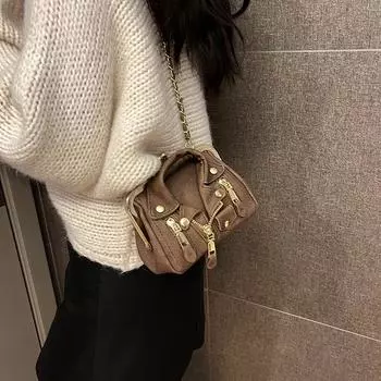Простая модная трендовая сумка через плечо для женщин 2024 года, модная новая ретро-повседневная сумка-мессенджер, маленькая квадратная женская сумка коричневый